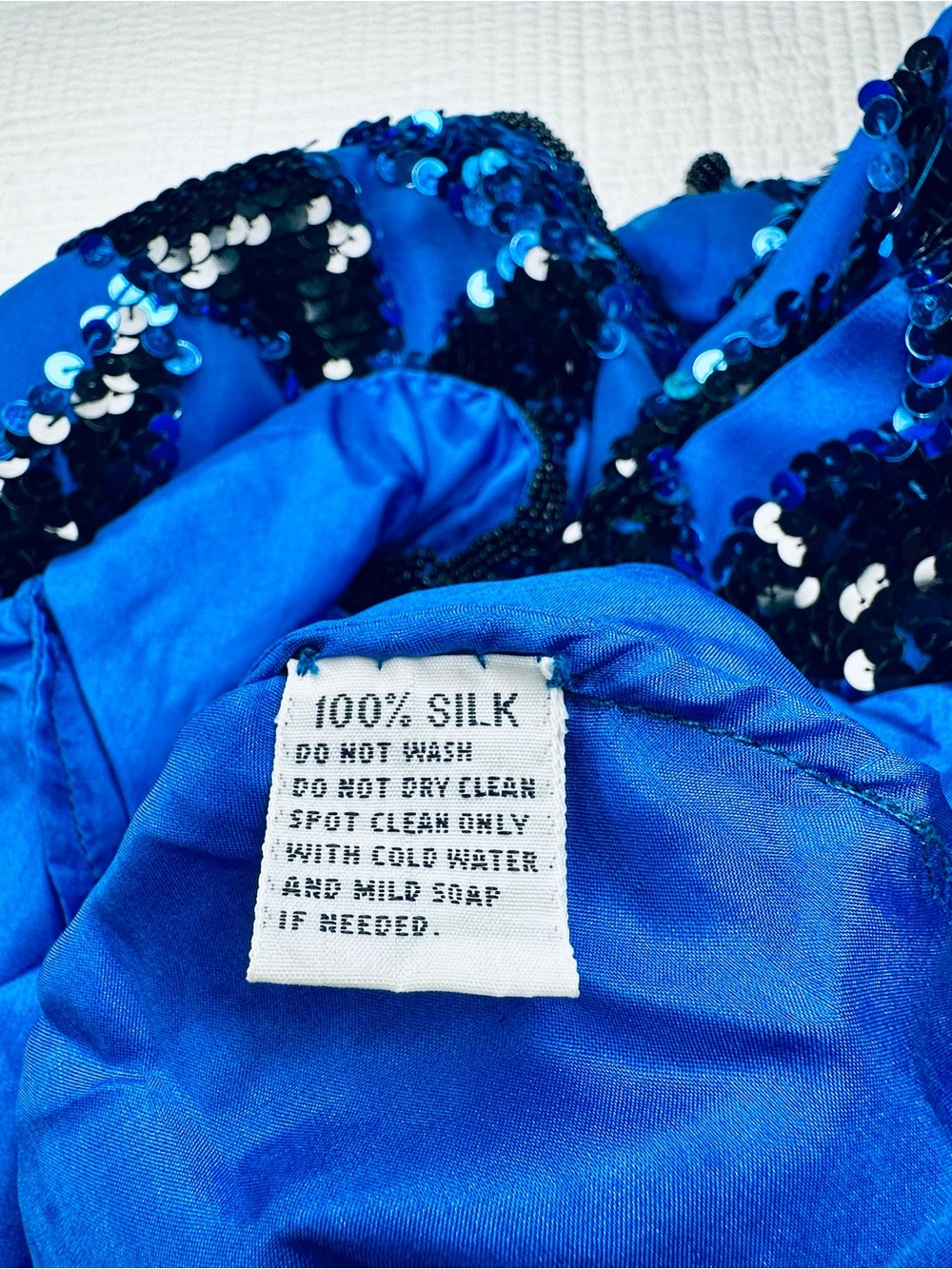 Vintage 1980s Oleg Cassini Fully Sequined Silk Evening Blouse Jacket Top Medium - Picture 7 of 12
